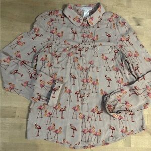 Paul & Joe Sister Flamingo Patterned Button-Up Shirt